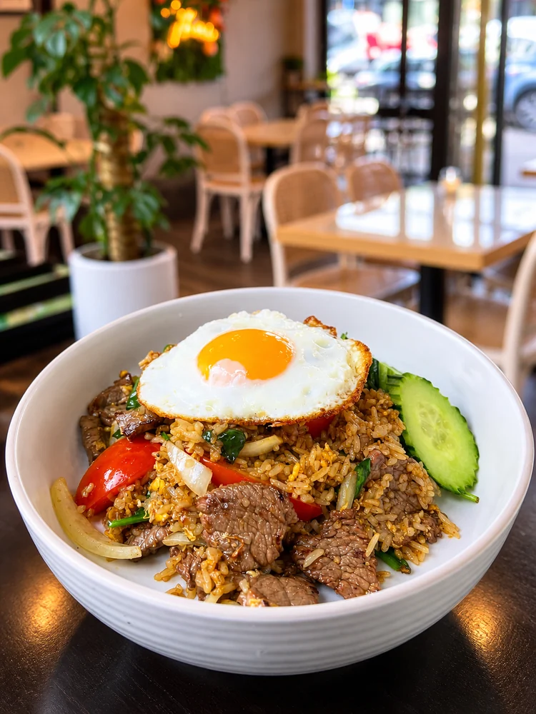 Thai fried rice with fried egg